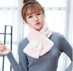 Lambs wool scarf female single colormatching fluffy warm collar wholesale