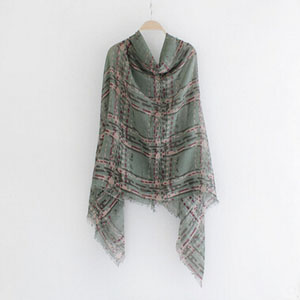 Female plaid cotton long scarf wholesale