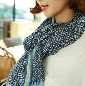 Geometric moire fringe voile female scarf wholesale