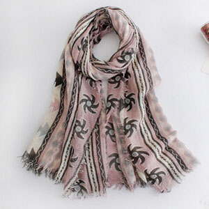 Printed female fold cotton linen scarf wholesale