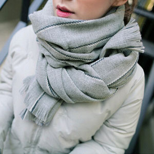 Single color stripe grey imitation cashmere scarf wholesale