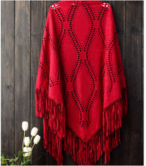 Female deerskin flocking triangle shawl tassel scarf wholesale