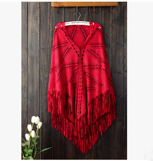 Female deerskin flocking triangle shawl tassel scarf wholesale
