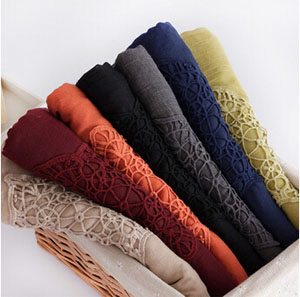 Pure color hollow-out embroidered scarves wholesale