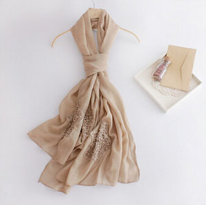 Pure color hollow-out embroidered scarves wholesale