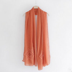 Pure color hollow-out embroidered scarves wholesale
