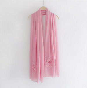 Pure color hollow-out embroidered scarves wholesale