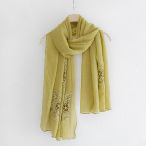 Pure color hollow-out embroidered scarves wholesale