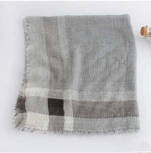 Grid edges cotton linen female scarf wholesale