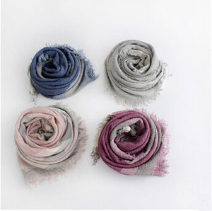Grid edges cotton linen female scarf wholesale