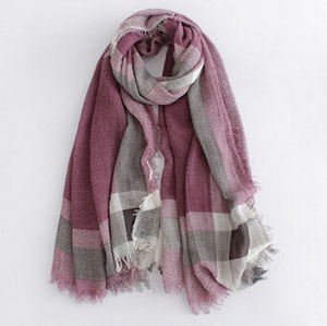 Grid edges cotton linen female scarf wholesale