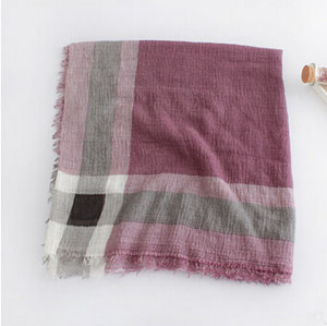 Grid edges cotton linen female scarf wholesale