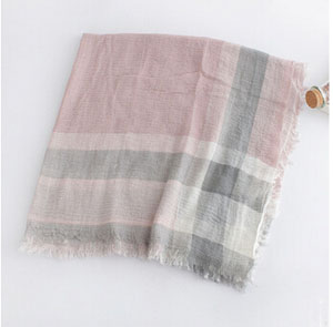 Grid edges cotton linen female scarf wholesale