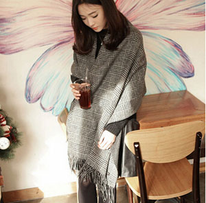 Double grid imitation cashmere female joker scarf wholesale