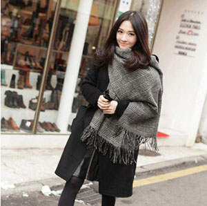 Double grid imitation cashmere female joker scarf wholesale