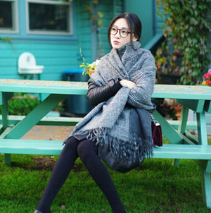 Double grid imitation cashmere female joker scarf wholesale