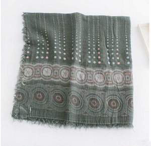 Female dot national fringed scarf wholesale