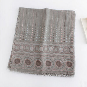 Female dot national fringed scarf wholesale
