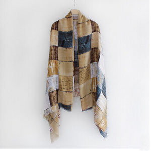 Female satin cotton grid graffiti scarf wholesale
