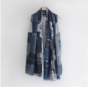Female satin cotton grid graffiti scarf wholesale