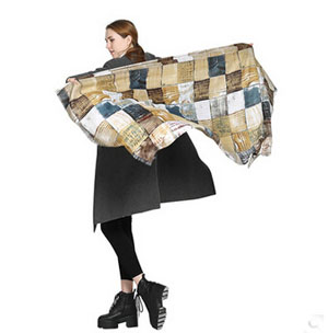 Female satin cotton grid graffiti scarf wholesale