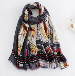 Hand-painted impression bird female scarf wholesale