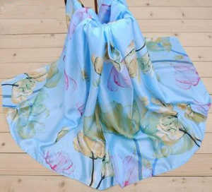 Female satin printed pure silk scarf wholesale