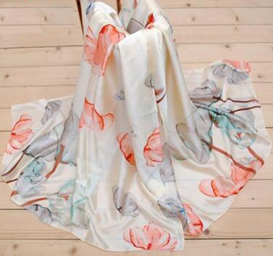 Female satin printed pure silk scarf wholesale