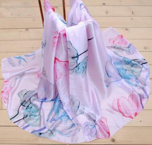 Female satin printed pure silk scarf wholesale