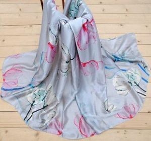 Female satin printed pure silk scarf wholesale