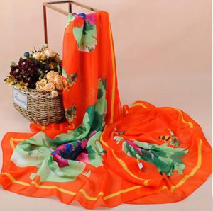 Abstract butterfly flower female chiffon scarves wholesale