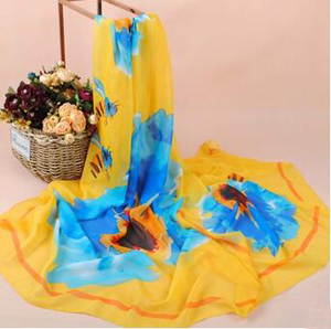 Abstract butterfly flower female chiffon scarves wholesale