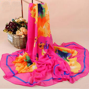 Abstract butterfly flower female chiffon scarves wholesale