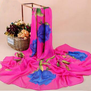 Roses chiffon female wholesale scarves