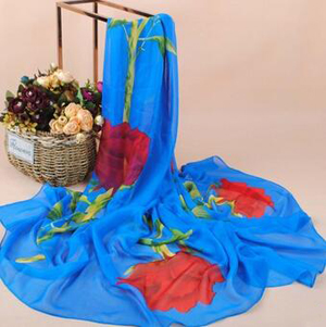 Roses chiffon female wholesale scarves