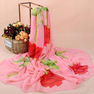 Roses chiffon female wholesale scarves