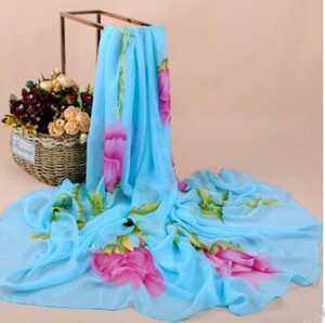 Roses chiffon female wholesale scarves