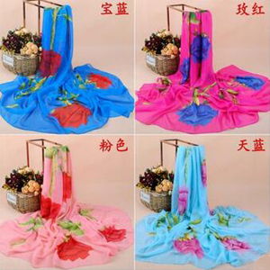 Roses chiffon female wholesale scarves