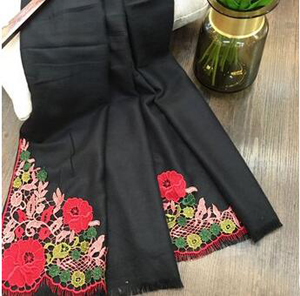 Wool embroidery lace scarf wholesale