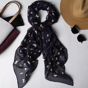 Female pure color small butterfly silk scarf wholesale