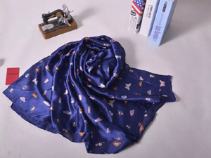 Female pure color small butterfly silk scarf wholesale