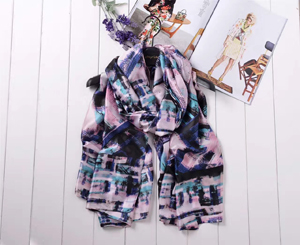 Female graffiti color silk scarf wholesale