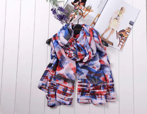 Female graffiti color silk scarf wholesale