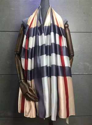 Female stripe color matching silk scarf wholesale