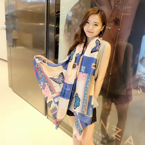 Female butterfly pattern silk scarf wholesale