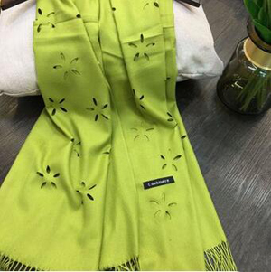 Pure color long cut flowers warm thick scarf