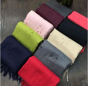 Pure color long cut flowers warm thick scarf