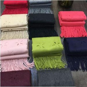Pure color long cut flowers warm thick scarf