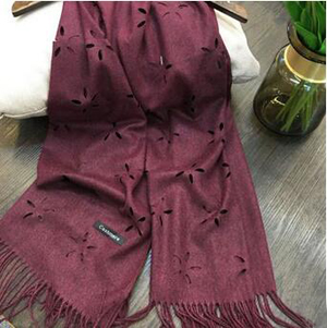 Pure color long cut flowers warm thick scarf