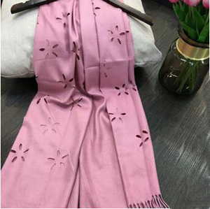 Pure color long cut flowers warm thick scarf